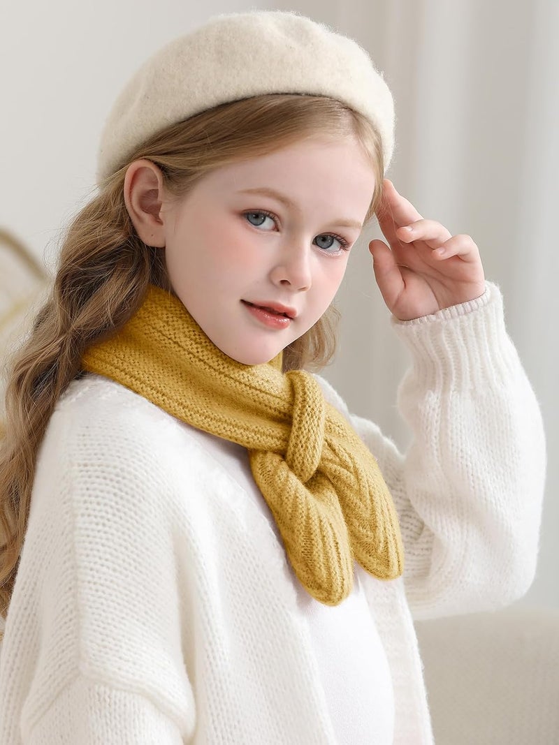 Haloumoning Kids Girls Knit Scarf Toddler Warm Winter Cross Tie Wrap Neck Warmer Cute Scarves 1-14 Years - Image 4